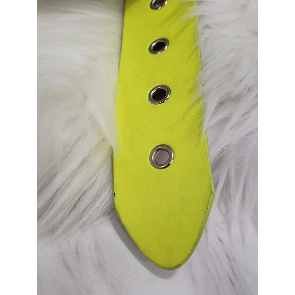 LIME GREEN METAL STUDDED CANVAS BELT PUNK PLUS MOD RAVE ROCK STAR STAR EMO